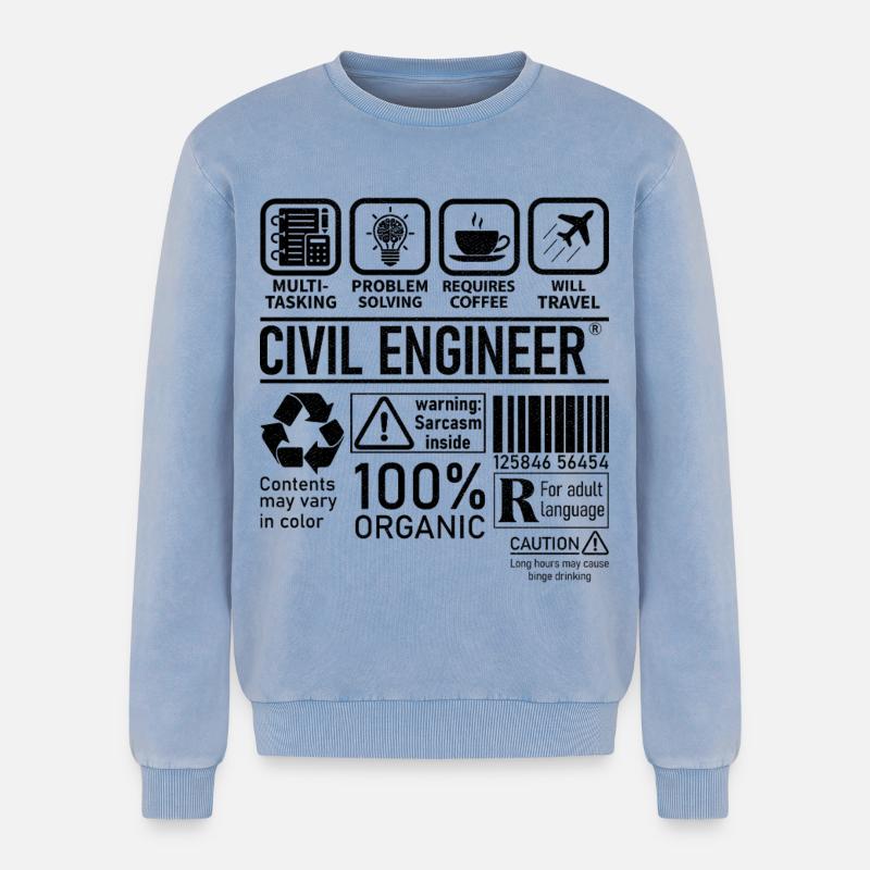 Civil Engineer multi tasking problem solving - Relaxed Unisex Premium Acid Washed Sweatshirt - acid washed blue