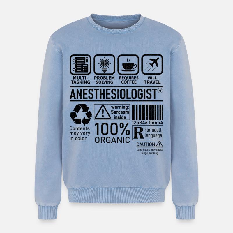 Anesthesiologist multi tasking problem solving - Relaxed Unisex Premium Acid-Washed Sweatshirt - Blau Acid Wash