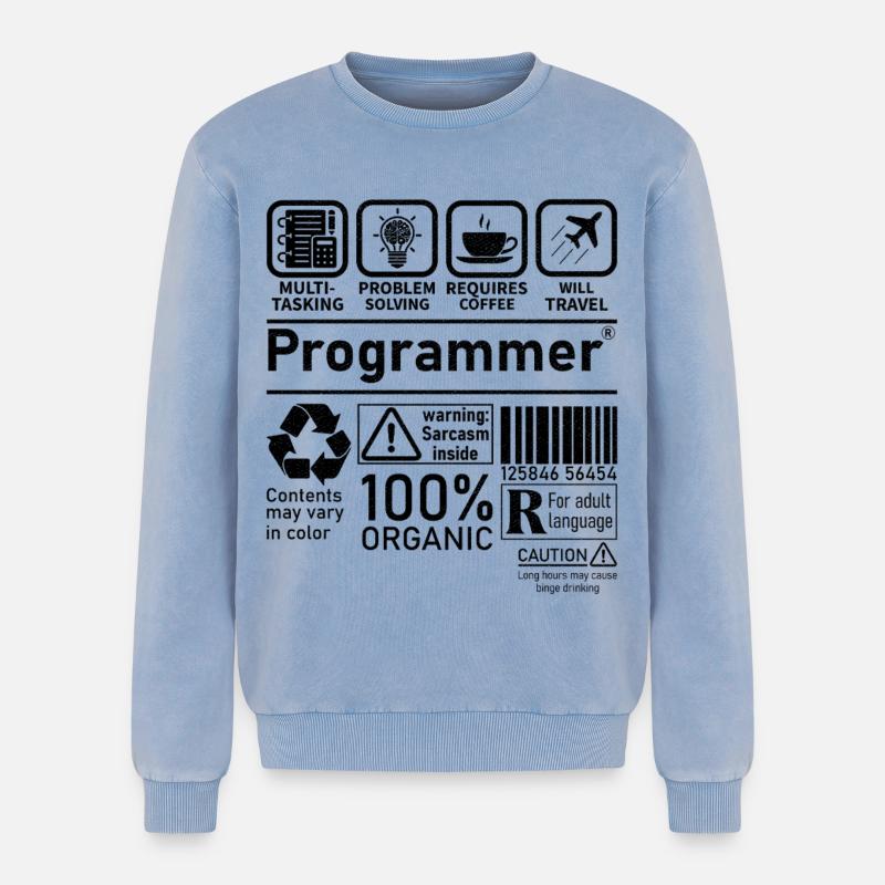 Programmer multi tasking problem solving requires - Relaxed Unisex Premium Acid-Washed Sweatshirt - Blau Acid Wash