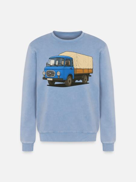 Plateau Est - Sweatshirt unisexe Premium acid-wash en coton - bleu délavé acide