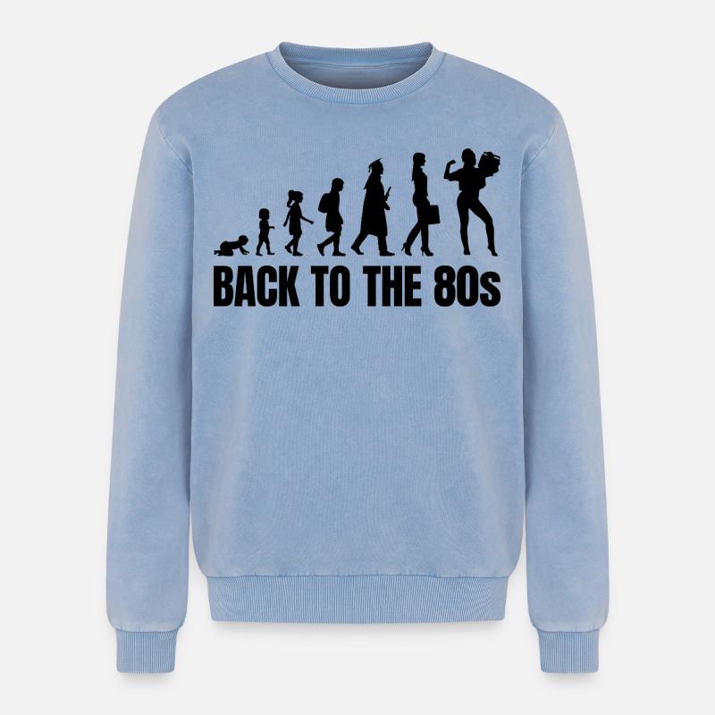 80s Evolution - Relaxed Unisex Premium Acid Washed Sweatshirt - acid washed blue