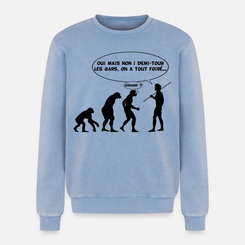 Evolution error (black) - Relaxed Unisex Premium Acid Washed Sweatshirt - acid washed blue