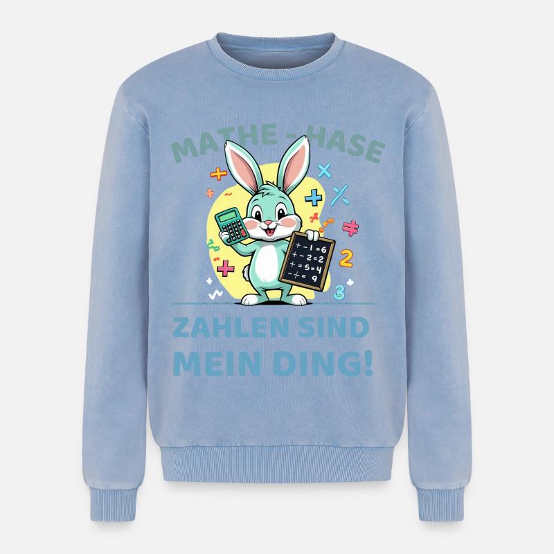 Math bunny with calculation task - Relaxed Unisex Premium Acid Washed Sweatshirt - acid washed blue