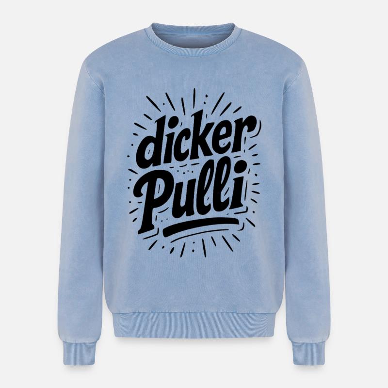 dicker Pulli - Relaxed Unisex Premium Acid-Washed Sweatshirt - Blau Acid Wash