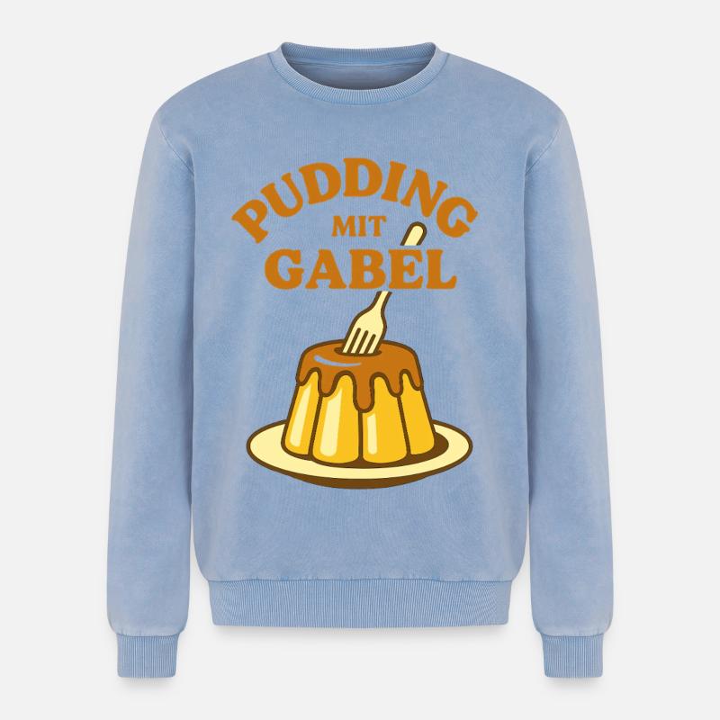 Pudding with fork - Relaxed Unisex Premium Acid Washed Sweatshirt - acid washed blue