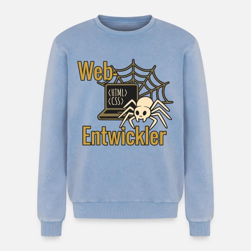 Web Developer - Halloween 2025 - Relaxed Unisex Premium Acid Washed Sweatshirt - acid washed blue