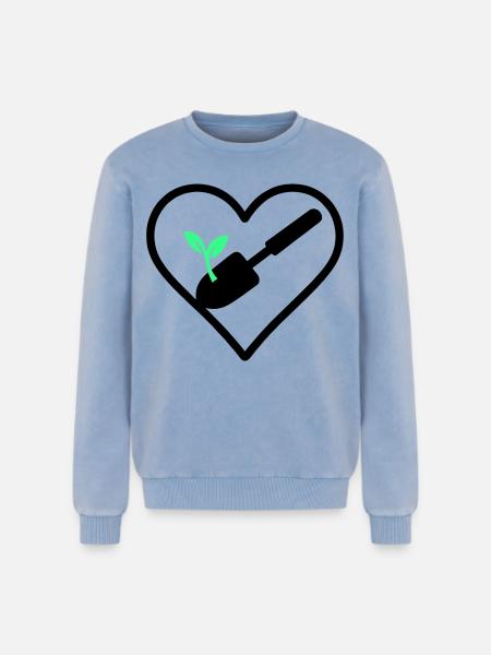 Gardening Heart – Green Passion - Relaxed Unisex Premium Acid Washed Sweatshirt - acid washed blue