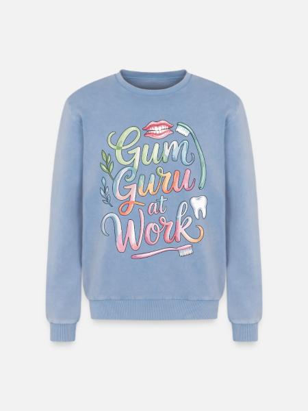 Periodontist Gum Guru At Work Dental Health Care - Relaxed Unisex Premium Acid Washed Sweatshirt - acid washed blue