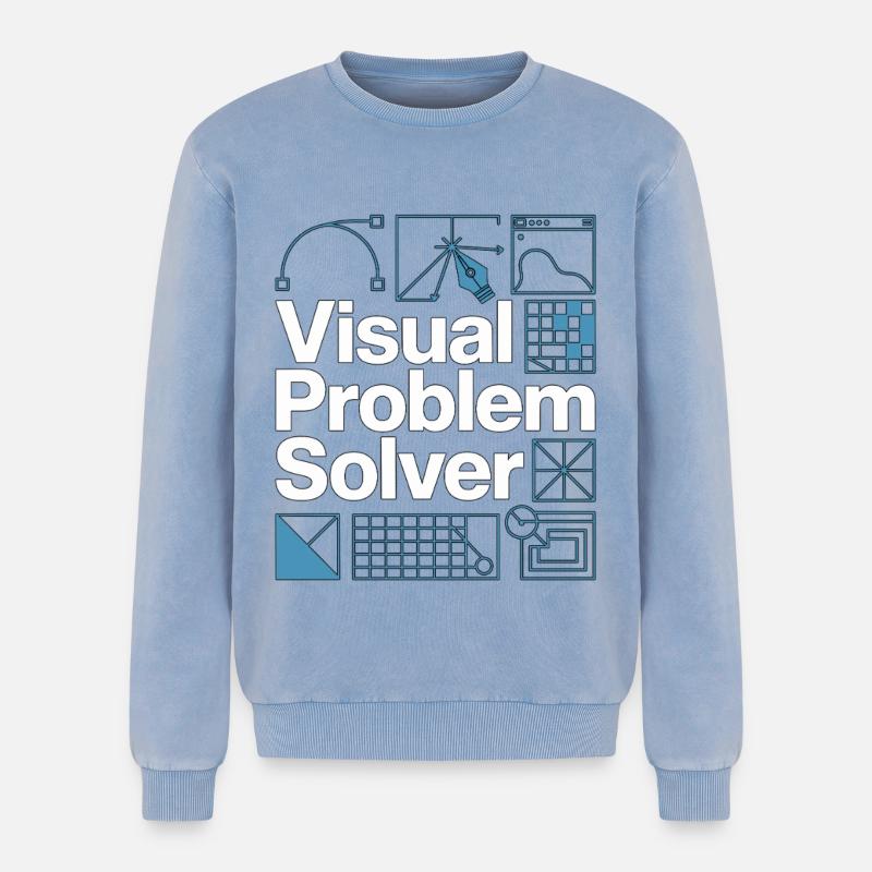 Graphic Designer Visual Problem Creative Designer - Relaxed Unisex Premium Acid-Washed Sweatshirt - Blau Acid Wash