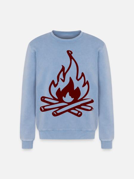 Silhouette Feu de camp rouge - Sweatshirt unisexe Premium acid-wash en coton - bleu délavé acide