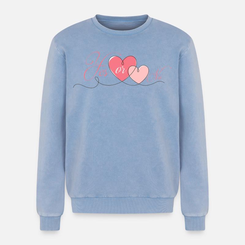 JA ODER NEIN - Relaxed Unisex Premium Acid-Washed Sweatshirt - Blau Acid Wash