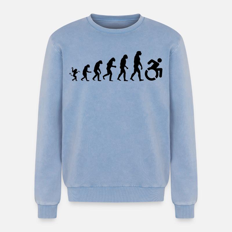 Evolution des Rollstuhls * - Relaxed Unisex Premium Acid-Washed Sweatshirt - Blau Acid Wash