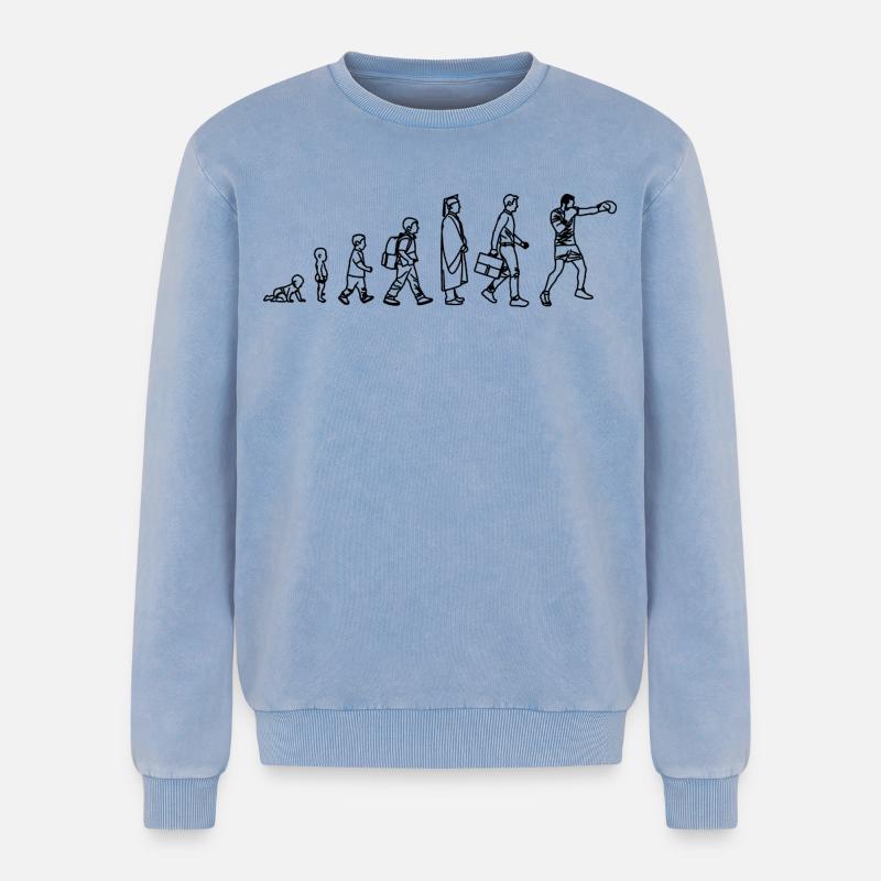 Boxen Evolution - Relaxed Unisex Premium Acid-Washed Sweatshirt - Blau Acid Wash