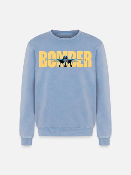 Bomber Su-34 - Relaxed Unisex Premium Acid Washed Sweatshirt - acid washed blue