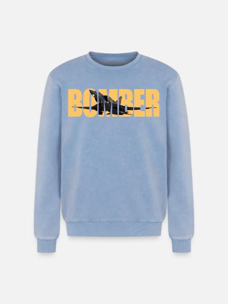 Bomber Tu-22 M3 - Relaxed Unisex Premium Acid Washed Sweatshirt - acid washed blue