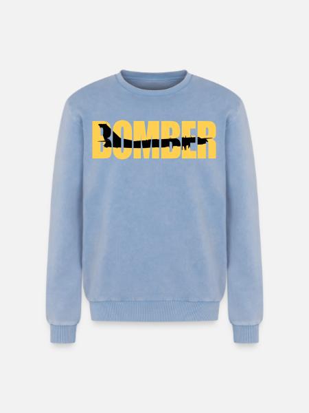 Bomber Tu-95 - Relaxed Unisex Premium Acid Washed Sweatshirt - acid washed blue