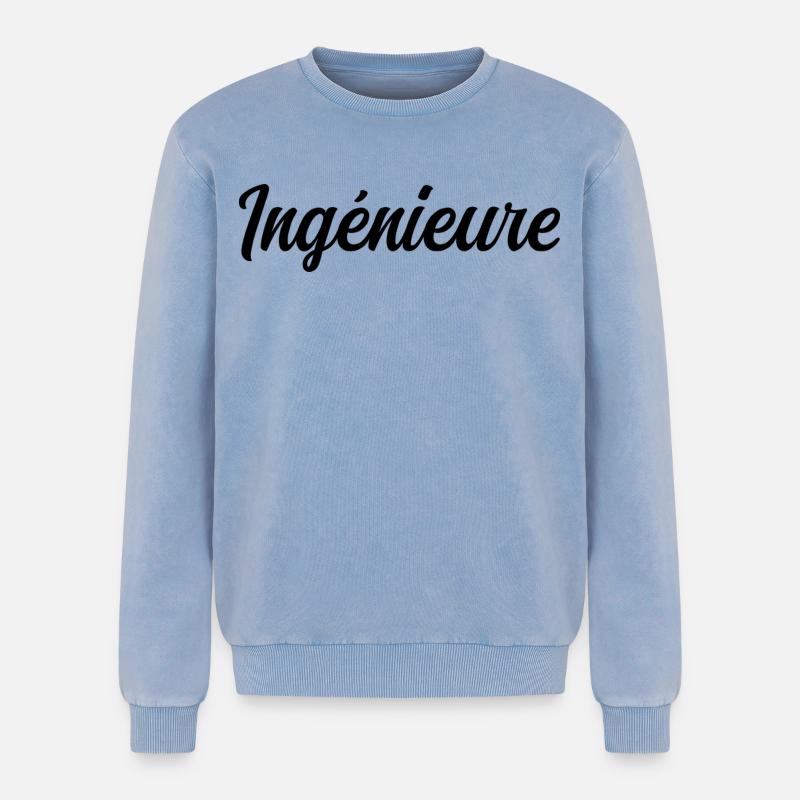 Technical Design Engineer Science Project - Relaxed Unisex Premium Acid Washed Sweatshirt - acid washed blue