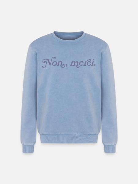 Non, merci – French Minimalism - Relaxed Unisex Premium Acid Washed Sweatshirt - acid washed blue