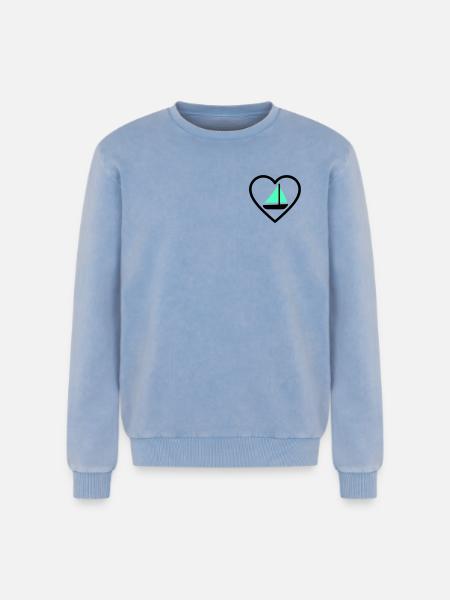 Cuore Vela – Passione Navigazione - Relaxed Unisex Premium Acid Washed Sweatshirt - acid washed blue