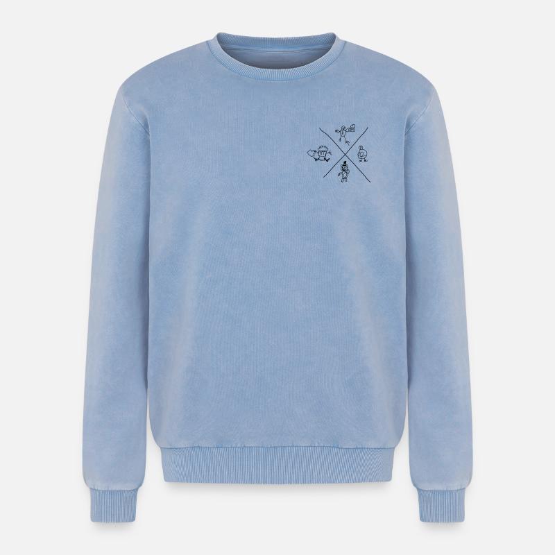 Doodle Core - Relaxed Unisex Premium Acid Washed Sweatshirt - acid washed blue