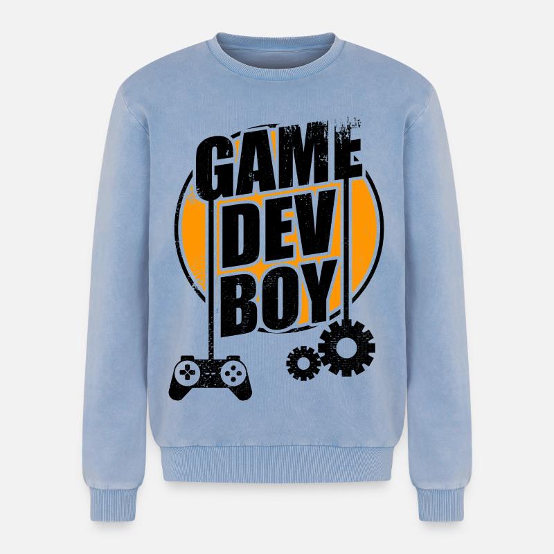 Game Dev Boy - Relaxed Unisex Premium Acid Washed Sweatshirt - acid washed blue