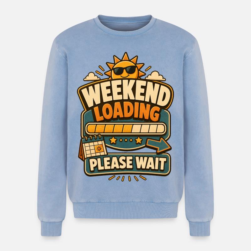 Weekend Loading Please Wait - Relaxed Unisex Premium Acid-Washed Sweatshirt - Blau Acid Wash
