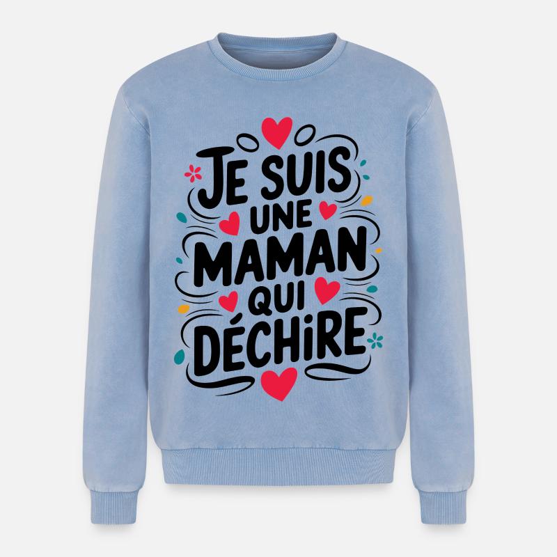 Ich bin eine Killer-Mutter - Relaxed Unisex Premium Acid-Washed Sweatshirt - Blau Acid Wash