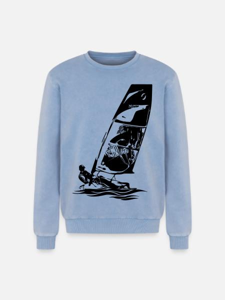 Open Skiff Sailing dinghy Sailboat Regatta sailing Kids - Relaxed Unisex Premium Acid Washed Sweatshirt - acid washed blue