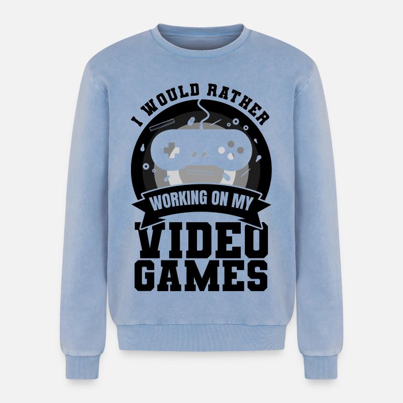 Game Dev - Relaxed Unisex Premium Acid-Washed Sweatshirt - Blau Acid Wash