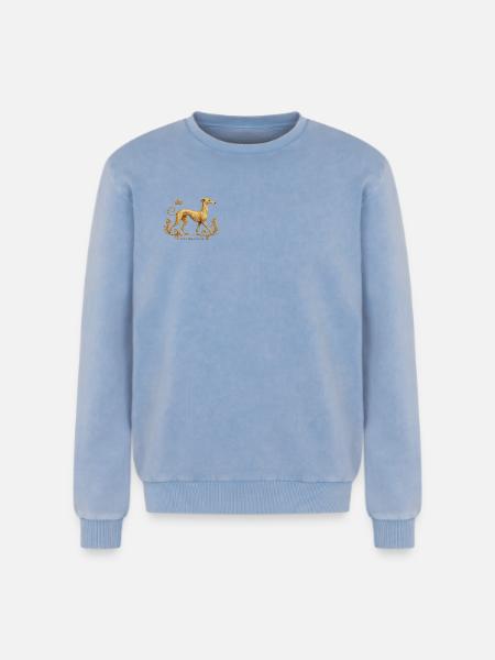 Libérez le Galgo - Broderie n°01 - Sweatshirt unisexe Premium acid-wash en coton - bleu délavé acide