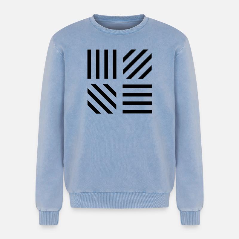 graphic stripe pattern - Relaxed Unisex Premium Acid Washed Sweatshirt - acid washed blue