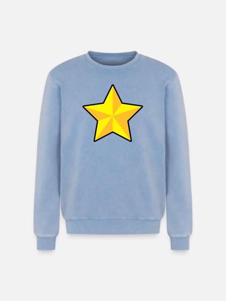 3D Stern | 3D Star | Dimension - Relaxed Unisex Premium Acid Washed Sweatshirt - acid washed blue