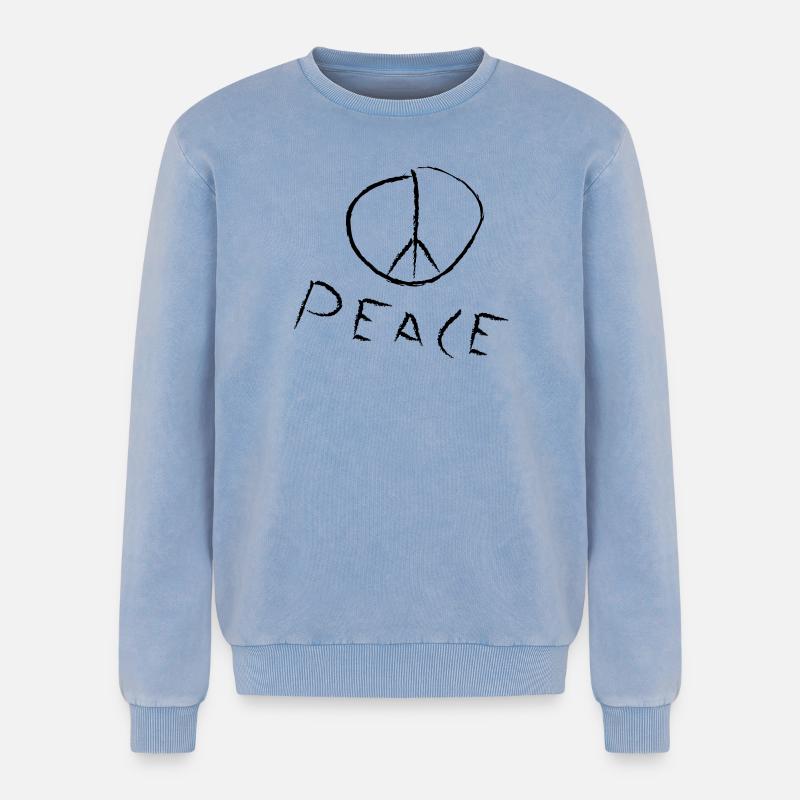 peace exit-shirt - Relaxed Unisex Premium Acid Washed Sweatshirt - acid washed blue