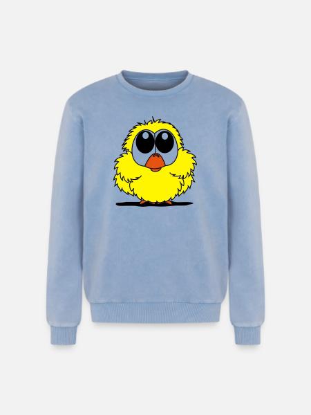 oiseau - Sweatshirt unisexe Premium acid-wash en coton - bleu délavé acide