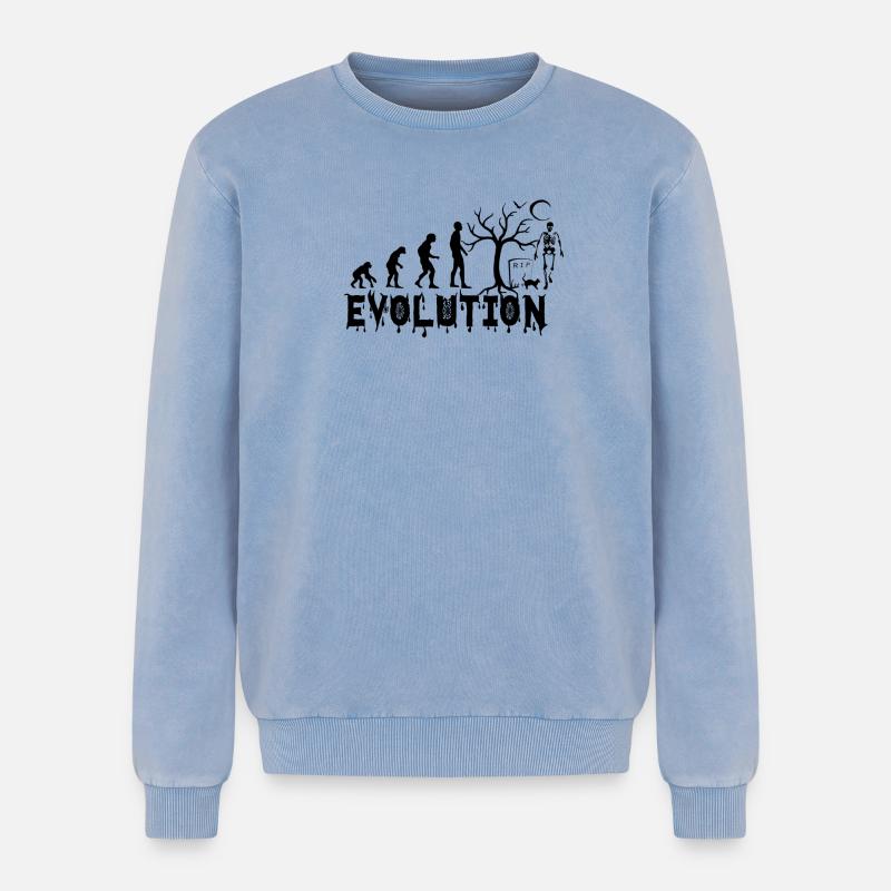 EVOLUTION HALLOWEEN Geschenk - Relaxed Unisex Premium Acid-Washed Sweatshirt - Blau Acid Wash