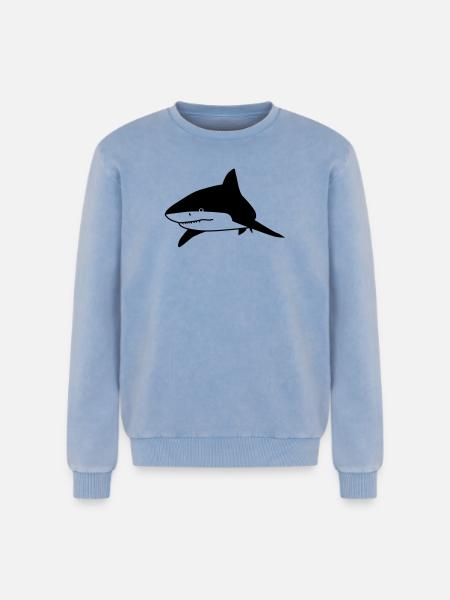 Hai-Tier - Relaxed Unisex Premium Acid-Washed Sweatshirt - Blau Acid Wash