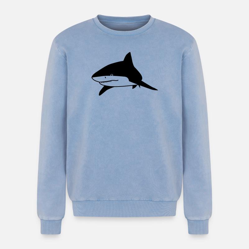 Hai-Tier - Relaxed Unisex Premium Acid-Washed Sweatshirt - Blau Acid Wash