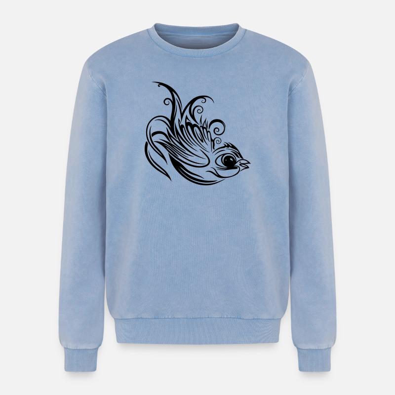 Swallow, spring, spring messenger - Relaxed Unisex Premium Acid Washed Sweatshirt - acid washed blue