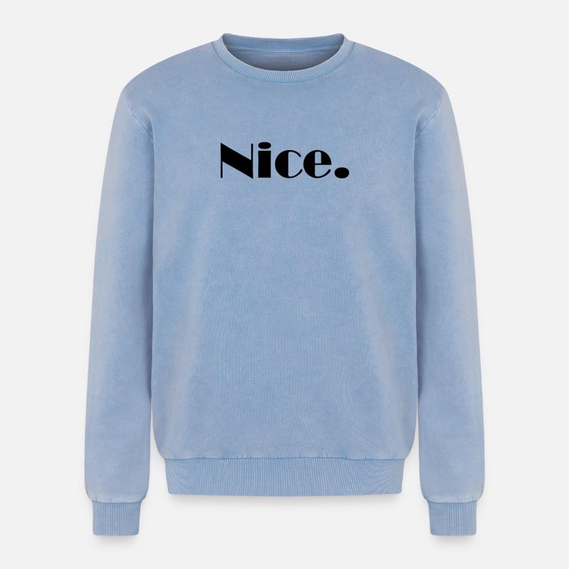 Nice Nice Mega Nice - Relaxed Unisex Premium Acid-Washed Sweatshirt - Blau Acid Wash