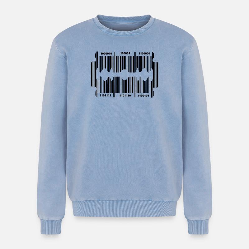 Rasierklinge mit geheim Code - Relaxed Unisex Premium Acid-Washed Sweatshirt - Blau Acid Wash