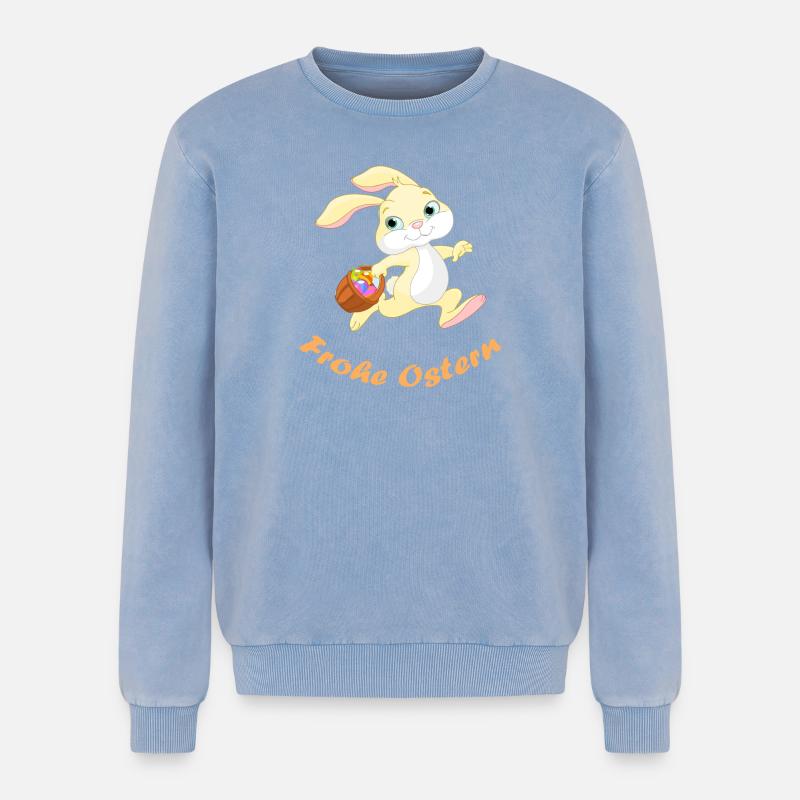 Easter - Relaxed Unisex Premium Acid Washed Sweatshirt - acid washed blue