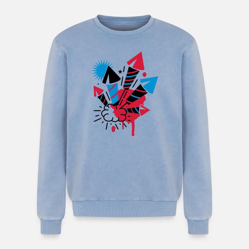 A firework - Relaxed Unisex Premium Acid Washed Sweatshirt - acid washed blue
