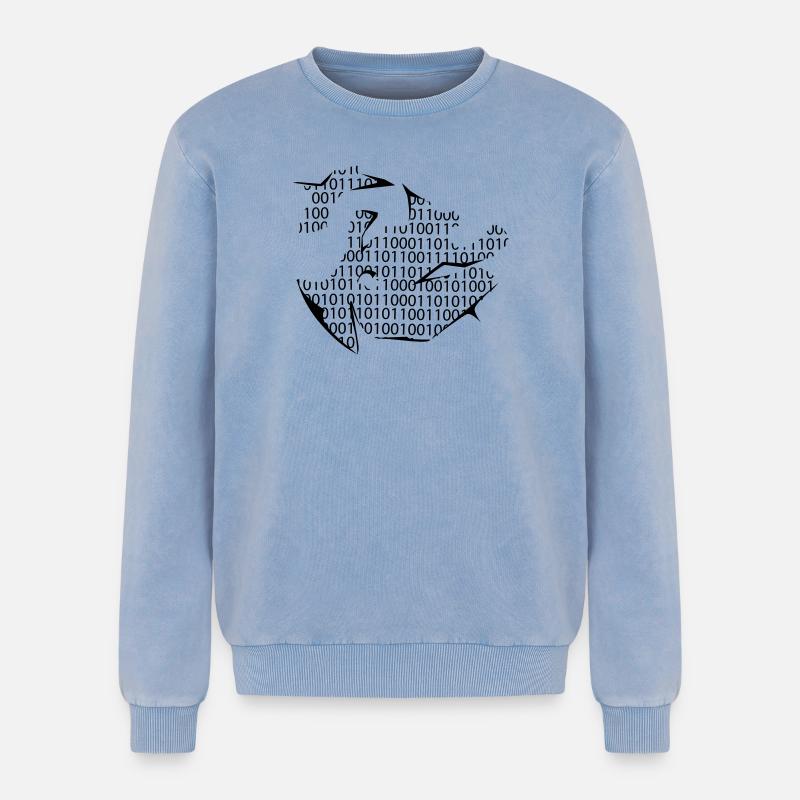 binary code - Relaxed Unisex Premium Acid Washed Sweatshirt - acid washed blue