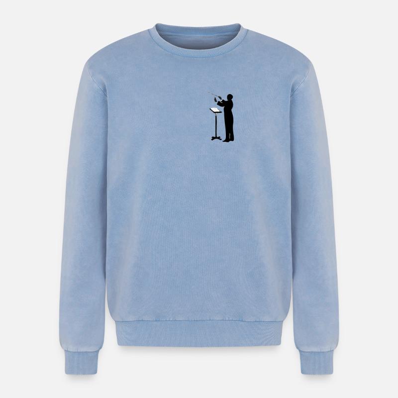 Dirigent - Relaxed Unisex Premium Acid-Washed Sweatshirt - Blau Acid Wash