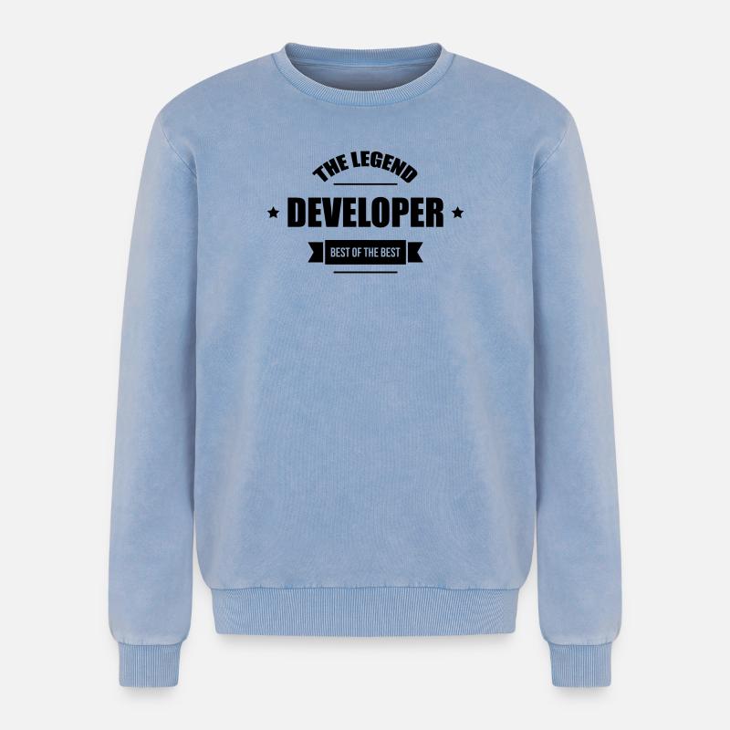 Developer - Relaxed Unisex Premium Acid Washed Sweatshirt - acid washed blue