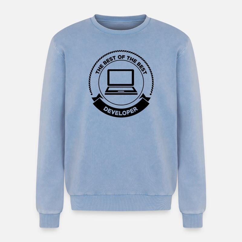 Developer - Relaxed Unisex Premium Acid Washed Sweatshirt - acid washed blue