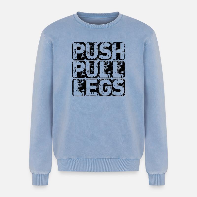 PUSH PULL LEG - Relaxed Unisex Premium Acid Washed Sweatshirt - acid washed blue