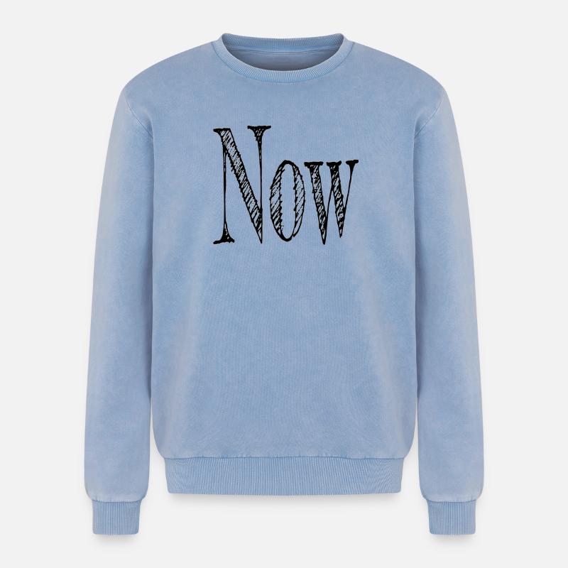 Jetzt oder now - Relaxed Unisex Premium Acid-Washed Sweatshirt - Blau Acid Wash