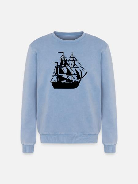 ship - Relaxed Unisex Premium Acid Washed Sweatshirt - acid washed blue
