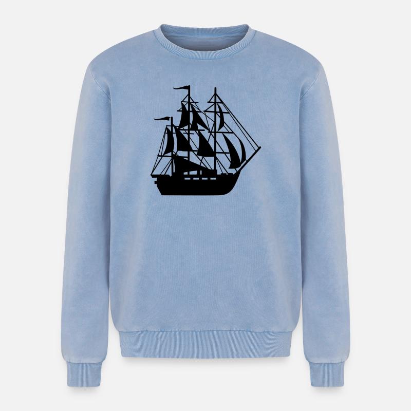 Schiff - Relaxed Unisex Premium Acid-Washed Sweatshirt - Blau Acid Wash
